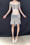 RUI segment dyeing lit low -waist short skirt RSS23KN05 dawn yellow and blue gradient